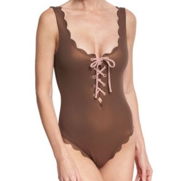 MARYSIA PALM SPRINGS METALLIC LACE UP SWIMSUIT XS - Picture 3 of 3